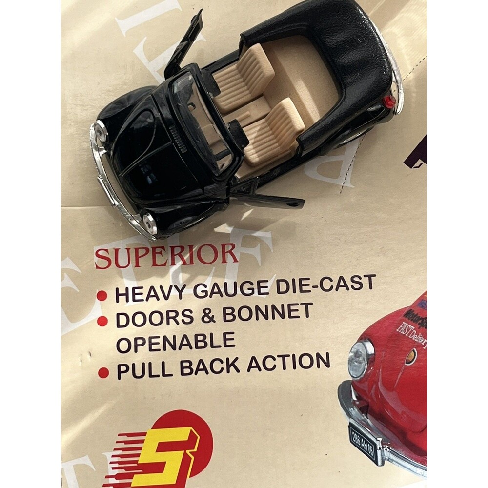B. Shackman & Co. black Diecast Pull Back Convertible Car Opening Doors & Hood